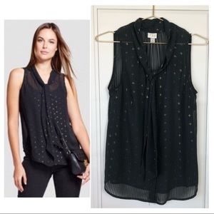 Sleeveless Blouse | Black & Gold